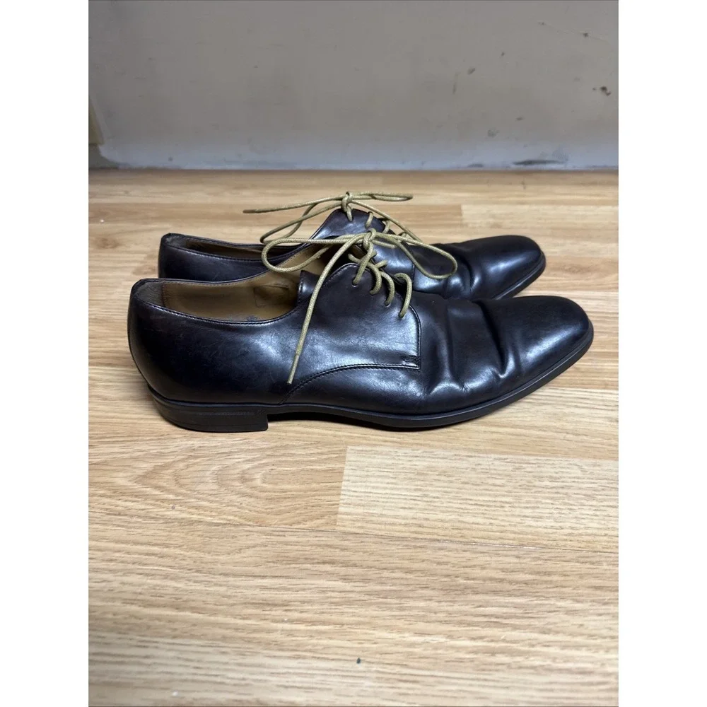 Hugo Boss Men's Size 10 Dark Brown‎ Leather Oxford Dress Shoe Made In Italy